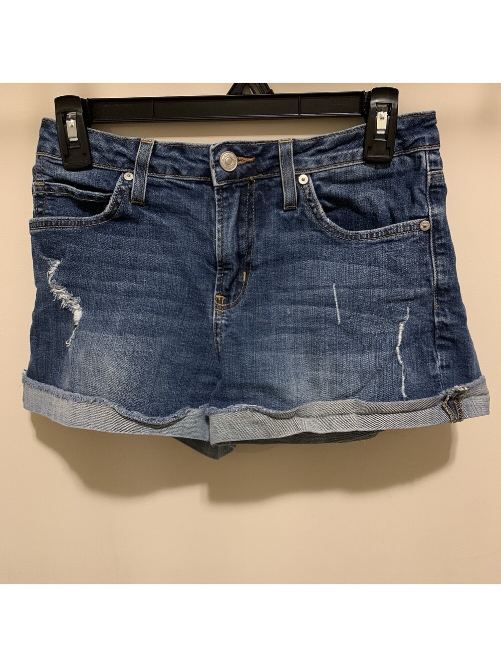 WOMENS Size 25 JUST BLACK DENIM SHORTS CUFFED BLUE Size 0/2 High Waisted